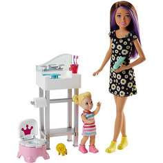 Игровой набор с куклой Barbie "Няня" Раковина и горшок, барби шатенка Mattel