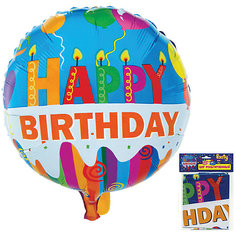 Фольгированный шар ACTION! "Happy Birthday" 53х47см