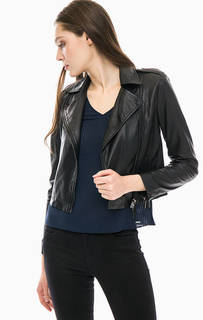Кожаная куртка с косой молнией Armani Exchange