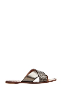 Золотистые шлепанцы с плетением Bottega Veneta