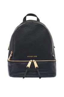 Черный рюкзак с золотистыми молниями Rhea Zip Michael Kors