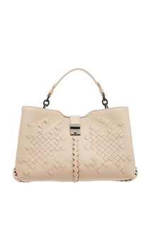 Бежевая сумка с плетеной отделкой Bottega Veneta