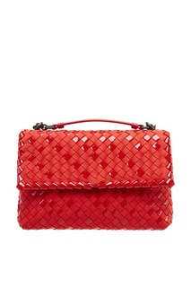 Красный плетеный клатч Bottega Veneta