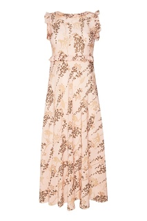 Бежевое платье с принтом и рюшами RED Valentino