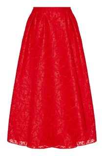 Красная юбка с ажурным верхом Rochas