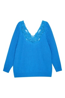 Синий пуловер из шерсти с кружевом Balenciaga