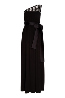 Черное шелковое платье с бантом Prada