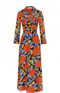 Платье-миди из смеси хлопка и шелка с запахом Diane Von Furstenberg