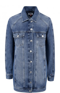 Удлиненная джинсовая куртка с потертостями Tommy Hilfiger