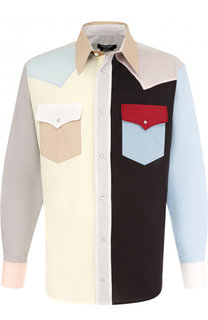 Хлопковая рубашка с контрастной отделкой CALVIN KLEIN 205W39NYC