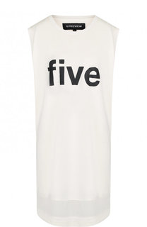 Мини-платье прямого кроя с контрастной надписью 5PREVIEW