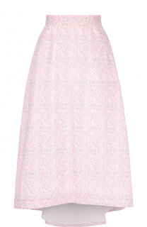 Хлопковая юбка-миди асимметричного кроя с принтом Loewe