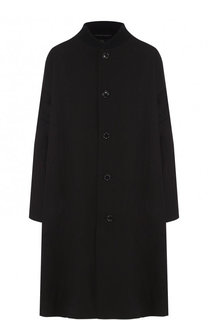 Пальто из смеси хлопка и льна с контрастной вставкой на спине Yohji Yamamoto