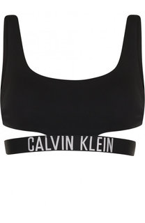 Однотонный бра с круглым вырезом и логотипом бренда Calvin Klein Underwear