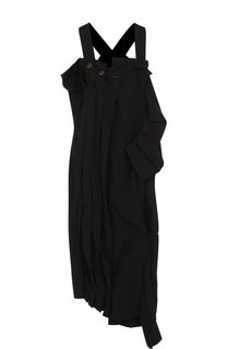 Шерстяное платье асимметричного кроя с разрезом Yohji Yamamoto