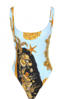 Слитный купальник с открытой спиной и принтом Versace