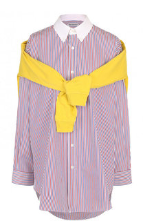 Хлопковая блуза свободного кроя в полоску Balenciaga