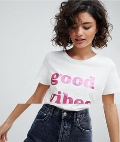 Футболка с надписью Good Vibes Vero Moda - Белый