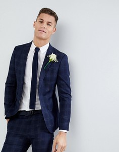 Темно-синий пиджак скинни в клетку Moss London Wedding - Темно-синий