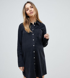 Черное джинсовое платье-рубашка с длинными манжетами ASOS DESIGN Maternity - Черный