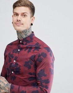 Зауженная рубашка с принтом Selected Homme - Красный