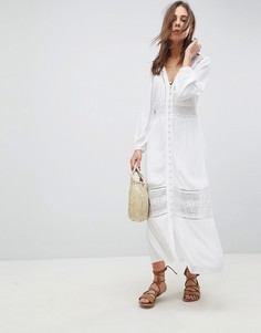 Платье макси с кружевными вставками ASOS - Белый