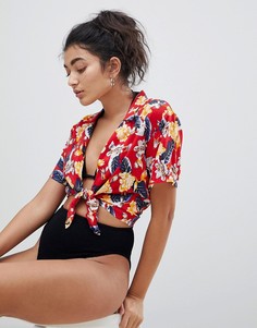 Пляжная рубашка с тропическим принтом ASOS - Красный