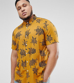 Рубашка классического кроя из вискозы с цветочным принтом ASOS DESIGN Plus - Желтый