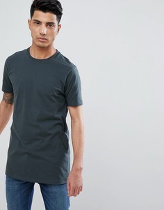 Удлиненная футболка с круглым вырезом ASOS DESIGN - Зеленый