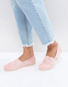 Туфли кораллового цвета из выбеленной саржи TOMS - Розовый