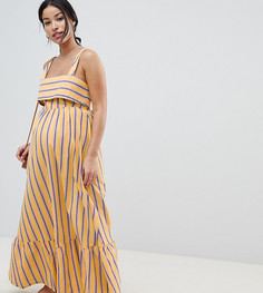 Платье макси в полоску с баской ASOS DESIGN Maternity - Мульти