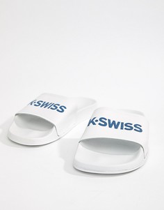 Белые шлепанцы с логотипом K-Swiss - Белый