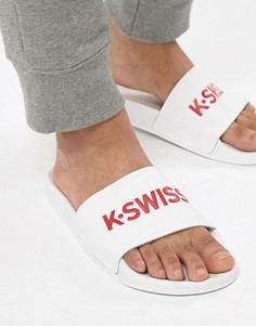 Белые шлепанцы с логотипом K-Swiss - Белый