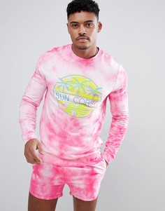 Спортивный свитшот и шорты с принтом тай-дай ASOS DESIGN - Розовый