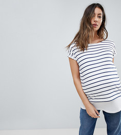 Двухслойная футболка в полоску с круглым вырезом ASOS MATERNITY NURSING - Темно-синий