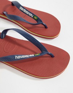 Красные шлепанцы с логотипом Havaianas Brasil - Красный