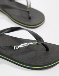 Черные шлепанцы с логотипом Havaianas Brasil - Черный