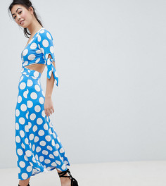 Чайное платье макси в горошек с запахом ASOS DESIGN Petite - Мульти
