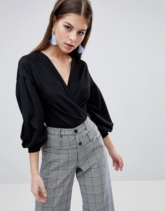 Боди с перекрученной отделкой спереди Boohoo - Черный