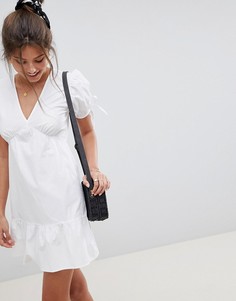 Свободное хлопковое платье мини ASOS DESIGN - Белый