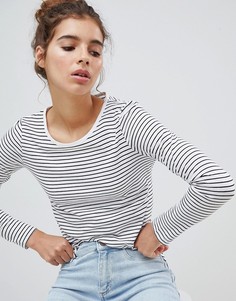 Приталенный лонгслив в полоску New Look - Белый