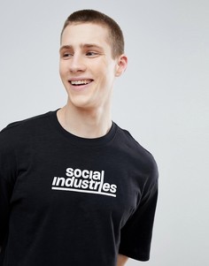 Футболка с заниженной линией плеч и принтом Jack &amp; Jones Core - Черный