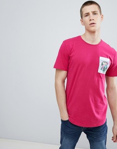 Длинная футболка с принтом на кармане Only &amp; Sons - Розовый