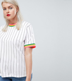Футболка в вертикальную полоску с яркой окантовкой ASOS DESIGN Curve - Мульти