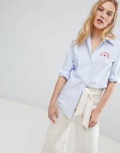 Рубашка с вышивкой на груди Maison Scotch - Синий