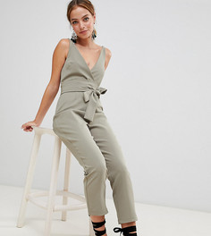Комбинезон с запахом и поясом ASOS DESIGN Petite - Зеленый