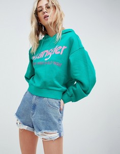 Худи укороченного кроя с логотипом Wrangler - Зеленый