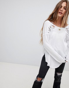 Лонгслив с кружевом Free People First Love - Белый