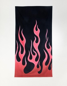 Черное полотенце с принтом розовых языков пламени ASOS DESIGN - Черный