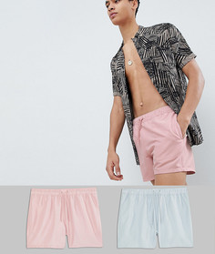 2 коротких шортов для плавания (розовые/серые) ASOS DESIGN - Мульти